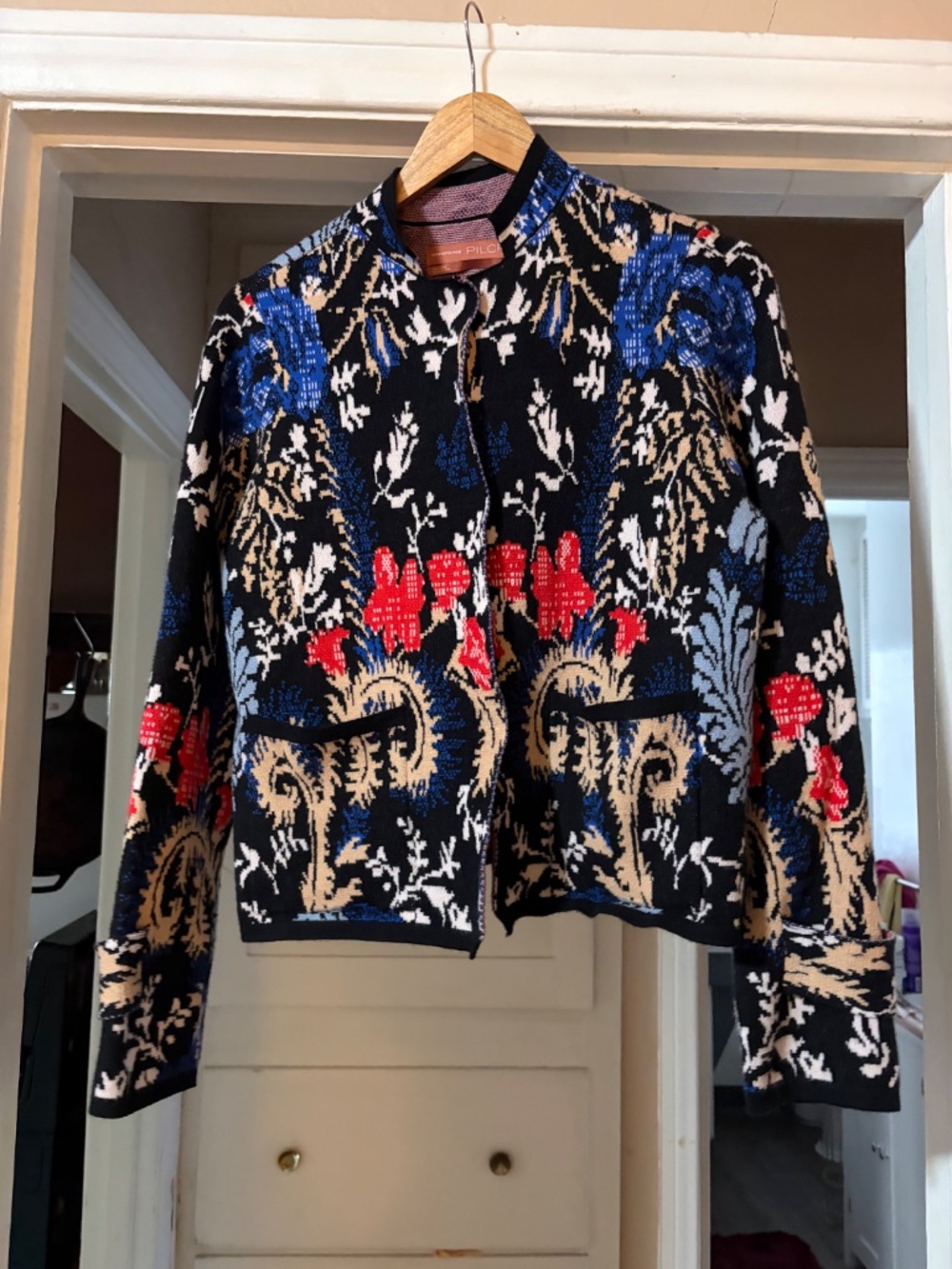 Anthropologie Pilcro Floral Knit Jacket Cardigan – Boho Statement | Size M - Picture 5 of 10